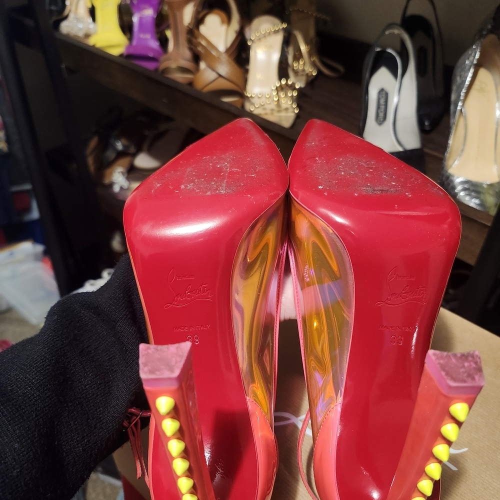 Christian Louboutin Vibrant Pink Iridescent Heels - Picture 4 of 4